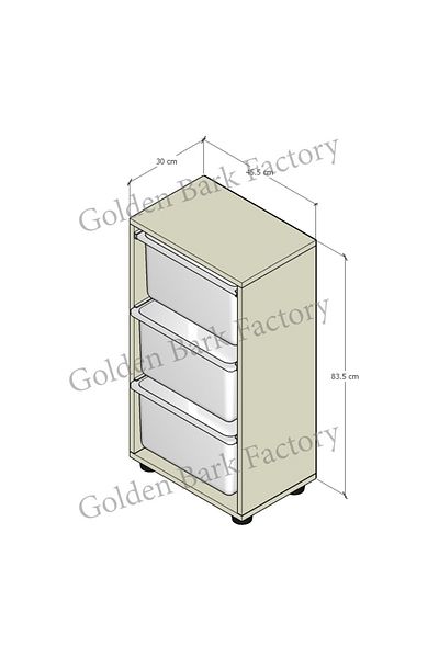 Golden Bark 3 أدراج، تخزين، لتنظيم احتياجات المنزل / أبيض