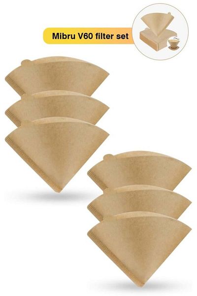 MIBRU Coffee Paper Filter V60 V02 600pcs Brown Set Of 6