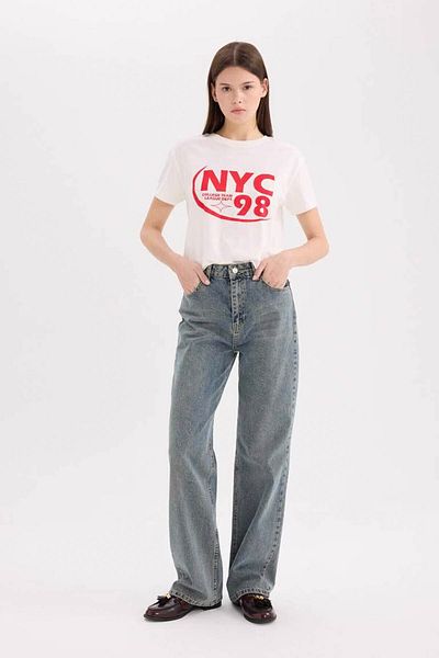 DeFacto 90er-Jahre-Jeanshose mit weitem Bein und hoher Taille, D6617ax25sp