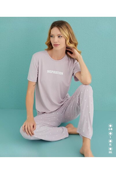 İpek Women's Short Sleeve Long Pajama Set