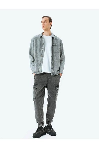 Koton Oversize Cargo Pocket Λεπτομερές βαμβακερό τζιν παντελόνι Jogger