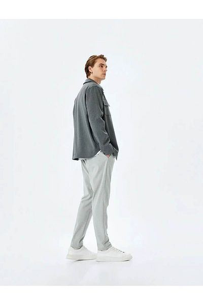 Koton Ανδρικό φούτερ Slim Fit Pocket Λεπτομερές Anthracite 5sam40031hw