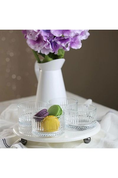 Akayev Marble White 25 cm Smoked Bead Foot Elysia 4-Piece Jam Holder