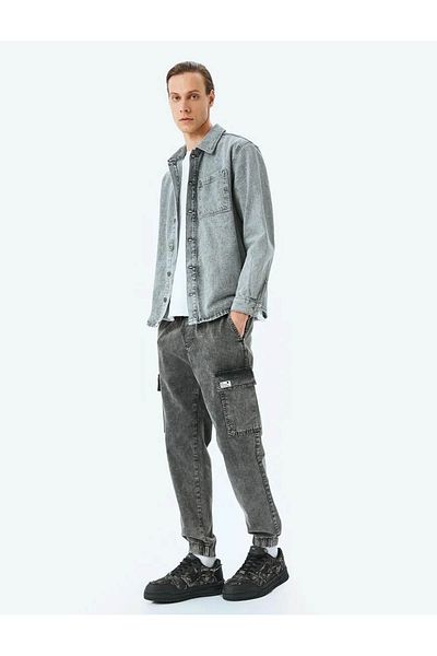 Koton Oversize Cargo Pocket Λεπτομερές βαμβακερό τζιν παντελόνι Jogger