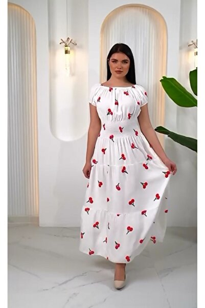 Fibula Madonya yaka kiraz desen gipeli kısa kol sıtandart 38-48 bedenlere olu...