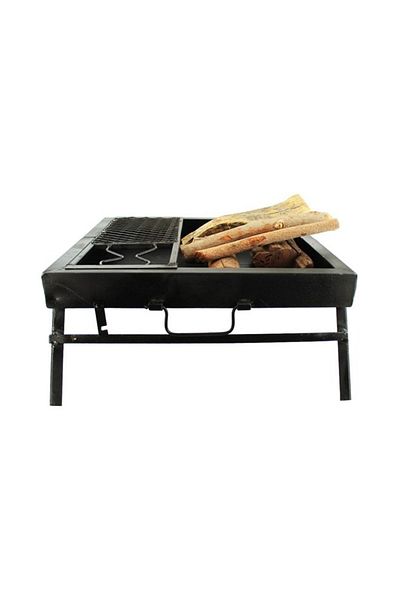 Cady One Foldable square BBQ charcoal carrier for trips and camping with a bag for easy carrying