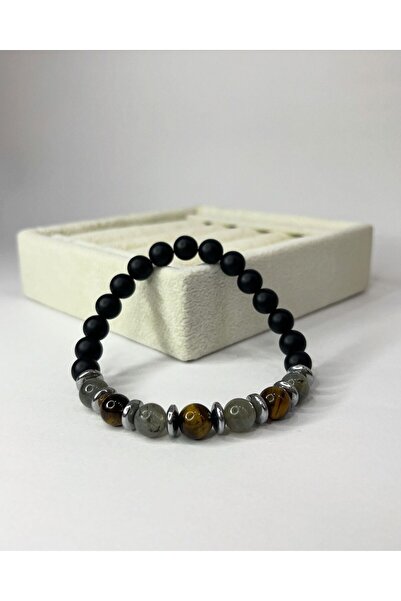 Sol Pige مات أونيكس وعين النمر واللابرادوريت (سوار من الحجر الطبيعي لرفع الطا...