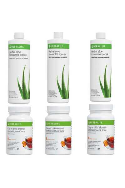 Herbalife Mega Paket. 3 Herbal Aloe Içecek 473 Ml. + 3 Bitkisel Konsantre Çay 50 G. Şeftali.