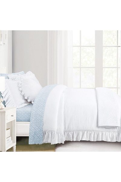 Orange Bed & Bath طقم سرير مزدوج من ميرديث مكون من 9 قطع | أبيض 228 × 269 سم