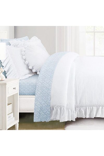 Orange Bed & Bath طقم سرير مزدوج من ميرديث مكون من 9 قطع | أبيض 228 × 269 سم