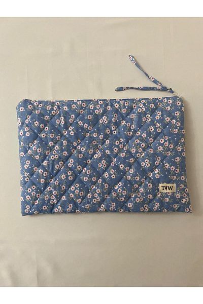 thick weave Pink Floral Laptop - Tablet Bag 13-14 Inch