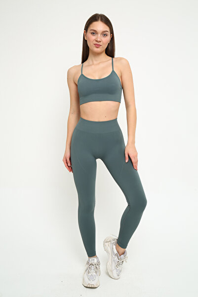 Seamless Roll-Up Sports Leggings Set