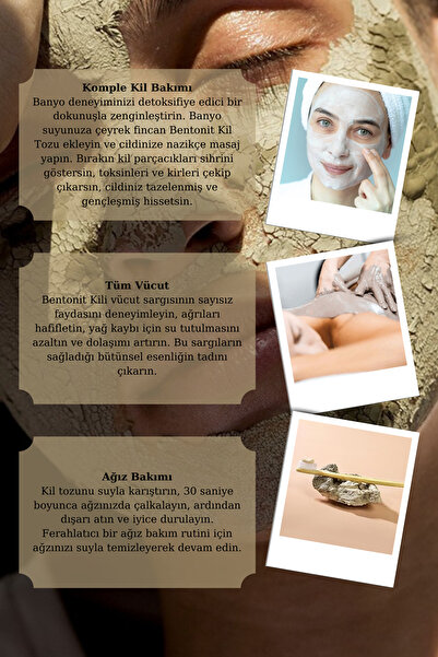 homenter Yüz & Vücut Bentonit Kil Maskesi | Beyaz Toz Kil 500 gr | %100 Doğal | Cilt Gözenek Temizliği