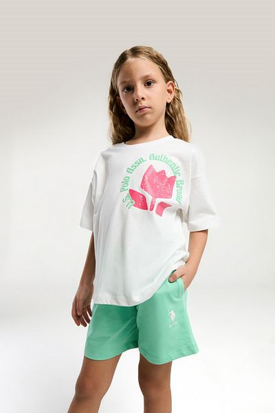 U.S. Polo Assn. U.S. Polo Assn Girls Bottom Top Set, Stylish Floral Print Comfortable Combination