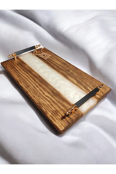 websunday Handmade Epoxy Natural Wood Tray, Promise Tray, Coffee Presentation Tray