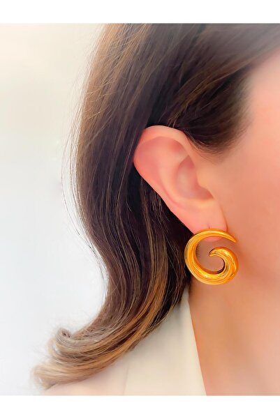 Trinos Çelik Küpe Sarmal Spiral Tasarım Küpe