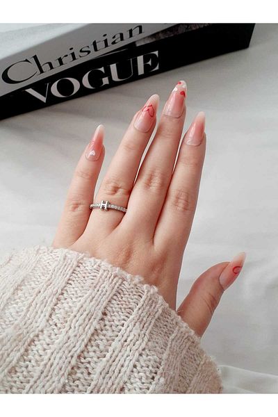 bijoux uniques Waterway Zircon Cubic Zirconia Letter H Adjustable Silver Ring