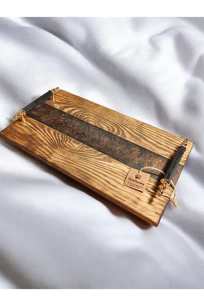 websunday Handmade Epoxy Natural Wood Tray, Promise Tray, Coffee Presentation Tray