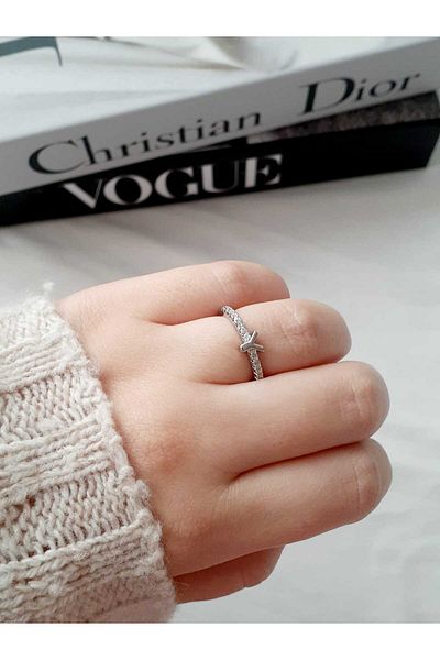 bijoux uniques Waterway Zircon Cubic Zirconia Y Letter Adjustable Silver Ring