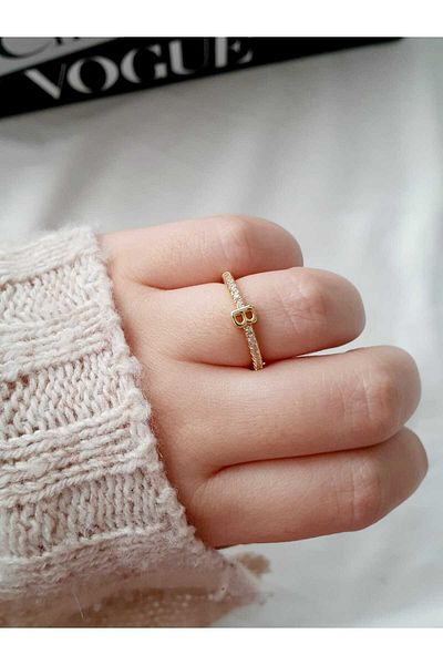 bijoux uniques Waterway Zircon Stone Letter B Adjustable Gold Ring