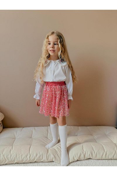 YİGİT BUTİK Yigit Boutique Sequin Skirt and Shirt Set for Girls