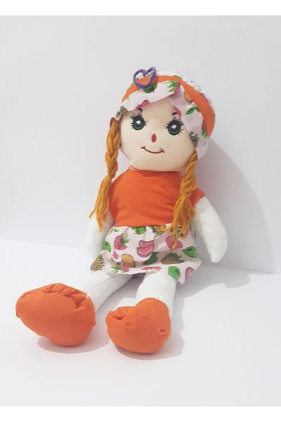 renkli çiçekler 50 cm Orange Cloth Doll - Toy with Dress and Hair