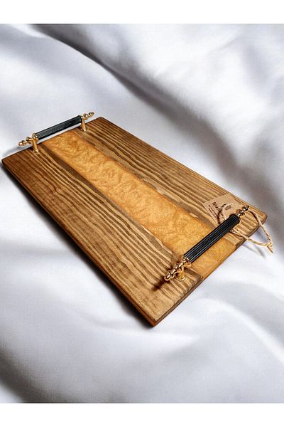 websunday Handmade Epoxy Natural Wood Tray, Promise Tray, Coffee Presentation Tray