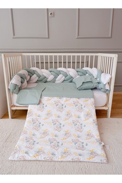 Fun Moment سرير أطفال مضفر مع لحاف ووسادة وملاءة