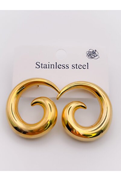 Trinos Çelik Küpe Sarmal Spiral Tasarım Küpe