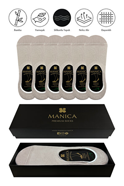 MANICA Erkek Bambu Babet Çorap 6 Çift - Bej