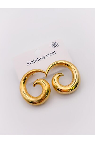 Trinos Çelik Küpe Sarmal Spiral Tasarım Küpe