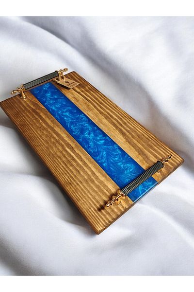 websunday Handmade Epoxy Natural Wood Tray, Promise Tray, Coffee Presentation Tray