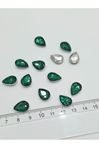 CRYSTALSHOP Yapıştırma Taş - {arkası Bombeli} Damla Yeşil 10x14mm (50 AD)