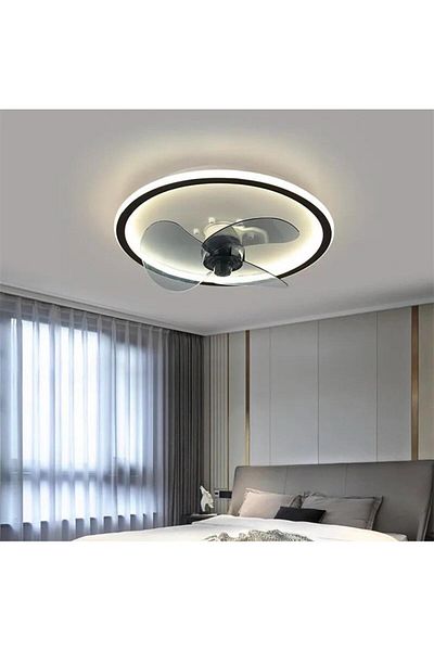 Vonalight Modern 3-Piece Led Chandelier Set - Household Product with Fan, Remote Control and Summer, 40cm Diameter, Black Front Strip