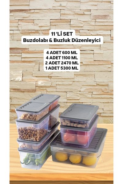 VİZYON Refrigerator Organizer Set Refrigerator Organizer Storage Container Diffuse Compatible Storage Container Set