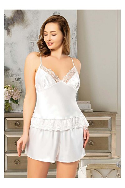 Genel Markalar Miss Laris 4223 Saten Şortlu Takım - Ekru - 3xl