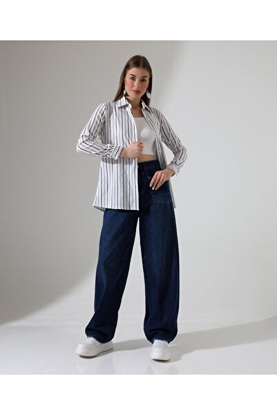 Moda Monisa Cămașă cu dungi Trend pentru femei - detaliu cu dungi , Confortab...