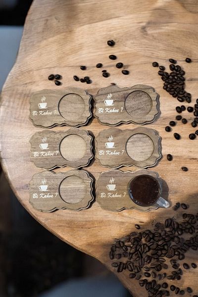 wooden gift design Coffee Presentation Coaster 6 Pieces Modena Bi Coffee Promise