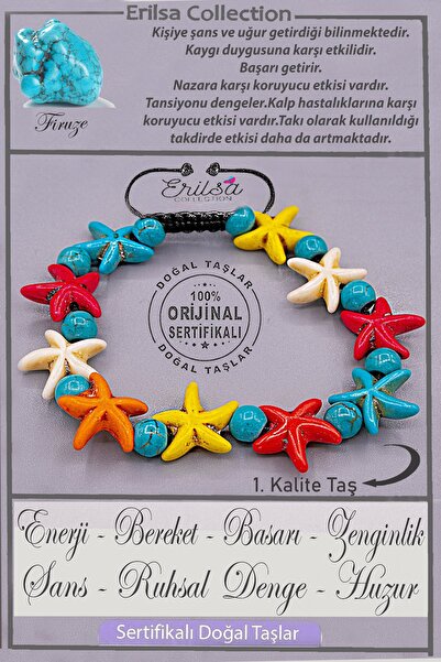 Erilsa سوار حجر فيروزي (فيروزي) معتمد من طراز نجم البحر AAA+