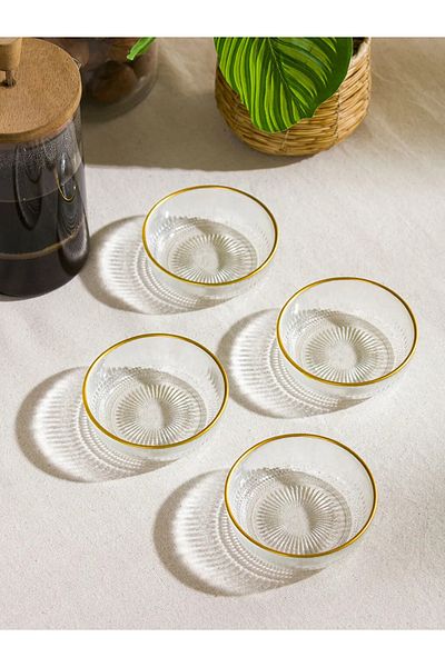 LC Waikiki Lcw Colorless Patterned Glass Bowl Set of 4 10 cm