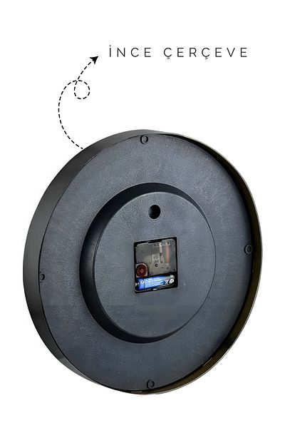 KaktüsKedi 30 cm Real Glass Flowing Seconds Thin Framed Wall Clock