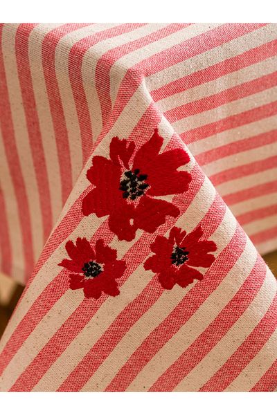 LC Waikiki Lcw Red Floral Embroidered Tablecloth 90X90 cm