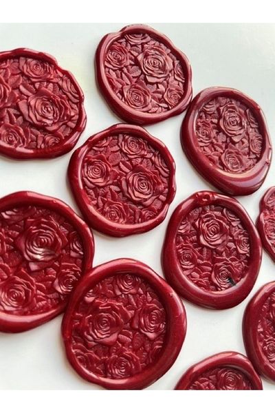 PRAG 10Pcs Candle Seals with Adhesive Back 3D Rose Pattern