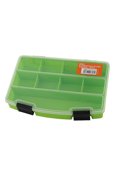 Lawazim Storage Organizer 9 Compartment -Green- Lightweight Portable Divided Storage Box