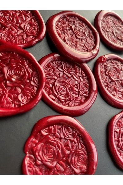 PRAG 10Pcs Candle Seals with Adhesive Back 3D Rose Pattern