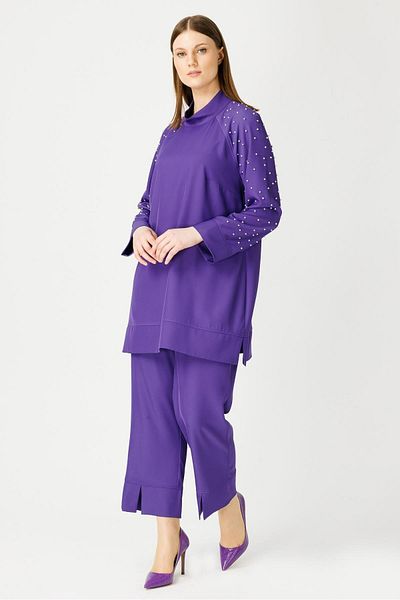 MÜSEMMA Plus Size Pearl Detail Suit