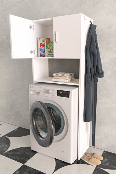 hediye kapında "Liora" Askılıklı Çamaşır Makinesi Üstü Dolap Banyo Düzenleyic...