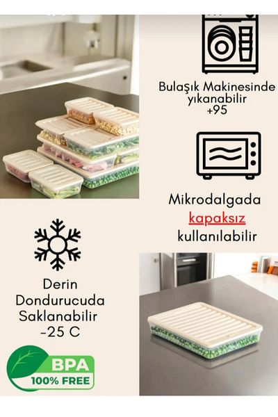 VİZYON Horizontal Covered Storage Container Refrigerator Organizer Freezer Container