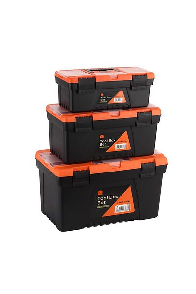 Lawazim Plastic Tool Box Set-13,15,17inch - Portable Durable ABS Plastic Hardware Storage Toolbox