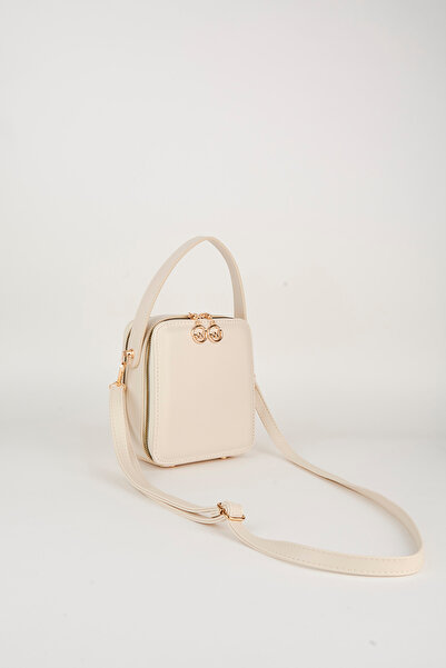 Vivaq Women's Hazer Cream 3 Compartment Lined Faux Leather Adjustable Strap Zipper Closure Hand and Shoulder Bag